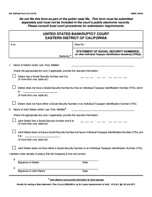 US Bankruptcy Court Form 21