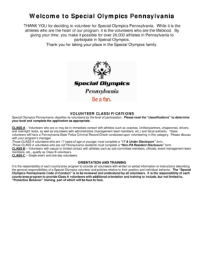 Special Olympics Pennsylvania Volunteer Application