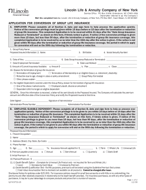 Application for Conversion of Group Life Insurance