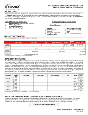 2013 Benefits Enrollment Form