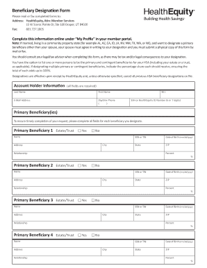 HealthEquity HSA Beneficiary Designation Form