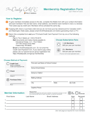 The Daily CAFE Membership Registration Form