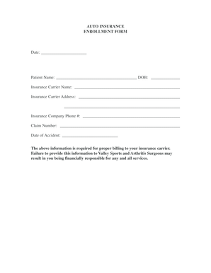 Auto Insurance Enrollment Form