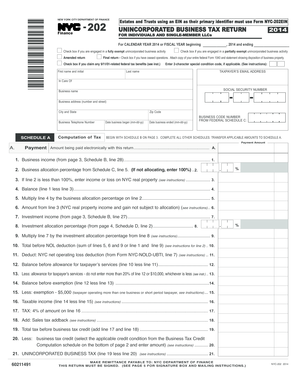New York City Unincorporated Business Tax Return