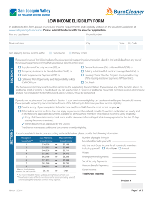 Low Income Eligibility Form