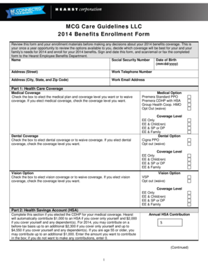 2014 Benefits Enrollment Form