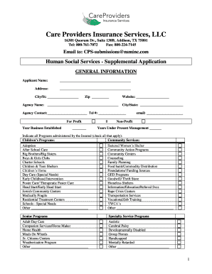 Human Social Services Supplemental Application