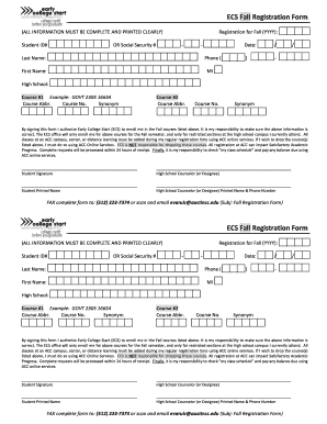 ECS Fall Registration Form