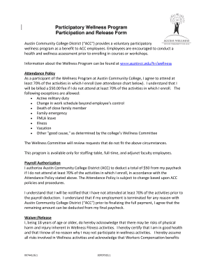 Austin Community College Wellness Program Participation Form
