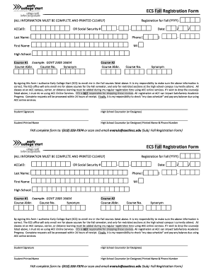 ECS Fall Registration Form
