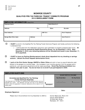 Monroe County Pre-Tax Parking/Transit Commute Enrollment Form