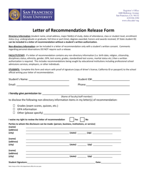 Letter of Recommendation Release Form