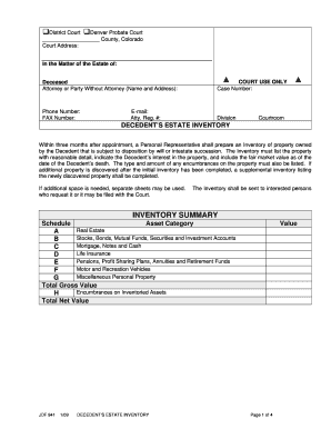 Decedent's Estate Inventory Form
