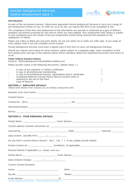 Telstra Employment Background Check Form