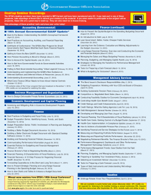 GFOA Desktop Seminar Recordings Order Form