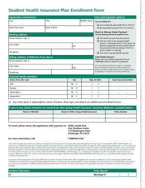 Student Health Insurance Plan Enrollment Form