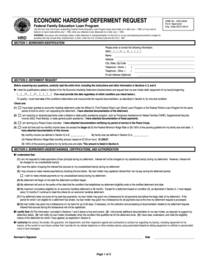 Economic Hardship Deferment Request