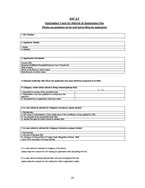 ANF 2-F Application Form for Refund of Application Fee