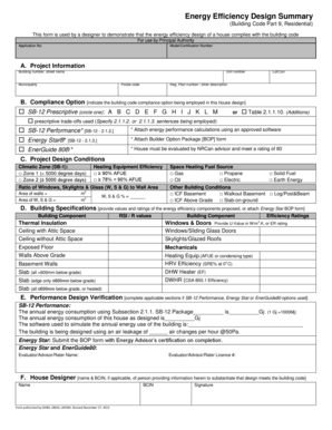 Energy Efficiency Design Summary Form