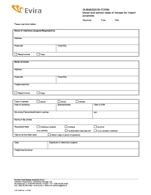 Submission Form for Horse Import Tests