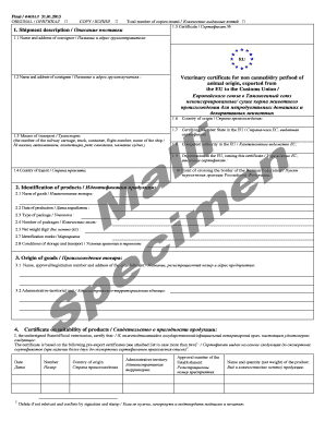 Veterinary Certificate for Pet Food Export