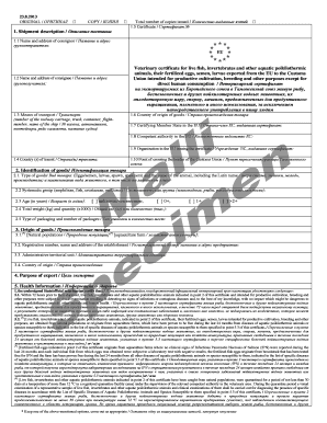 Veterinary Certificate for Live Fish Export