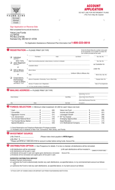 Value Line Mutual Fund Application