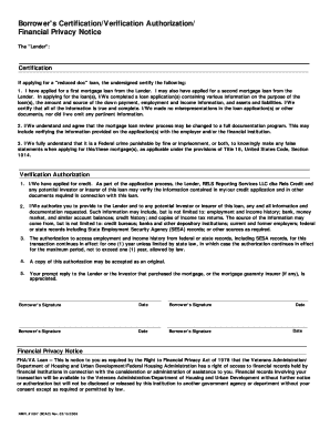 Borrower's Certification/Verification Authorization
