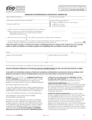 California Employee Withholding Allowance Certificate