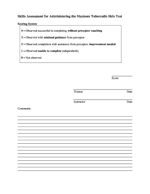 Skills Assessment for Administering the Mantoux Tuberculin Skin Test