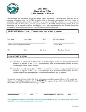 SNAP Benefit Certification Form