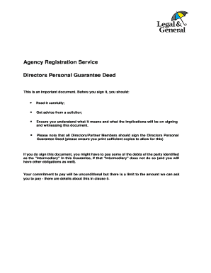 Directors Personal Guarantee Deed