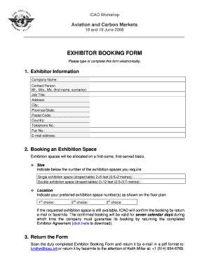 EXHIBITOR BOOKING FORM - International Civil...
