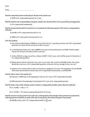 Compound Interest and Annuity Exam
