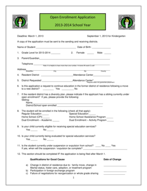 Open Enrollment Application Form