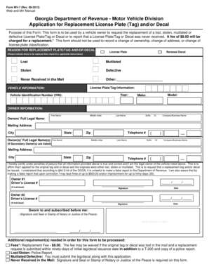 Georgia Replacement License Plate Application