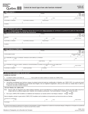 Contrat de travail type d’une aide familiale résidante