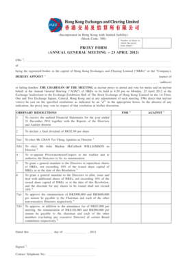 Proxy Form for Annual General Meeting