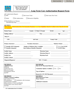 Long Term Care Authorization Request Form