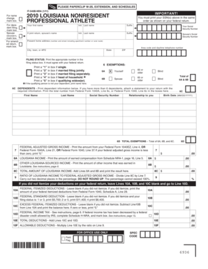 Louisiana Nonresident Professional Athlete Tax Form IT-540B-NRA