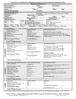 Louisiana Confidential Report of Sexually Transmitted Diseases (STDs)