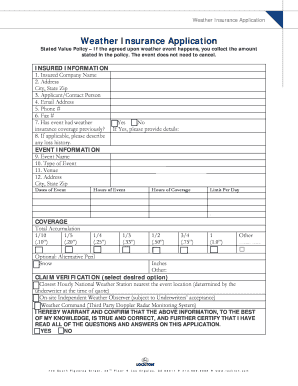 Weather Insurance Application Form
