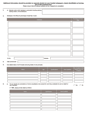 Professional Indemnity Insurance Proposal Form for Surveyors