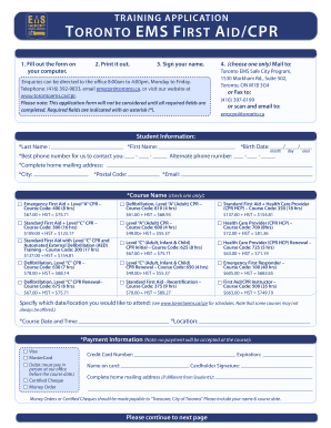 Toronto EMS First Aid/CPR Training Application
