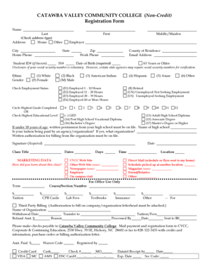 Registration Form - Catawba Valley Community College - cvcc