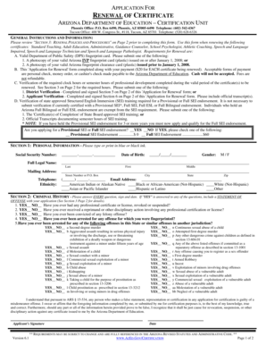 Arizona Teacher Certificate Renewal Application