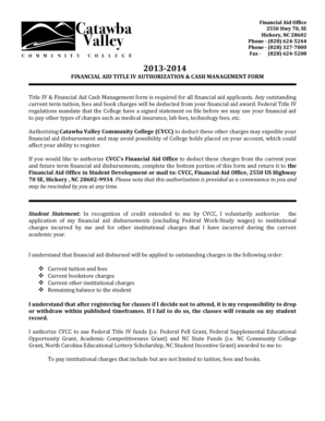 Title IV Financial Aid Authorization Form