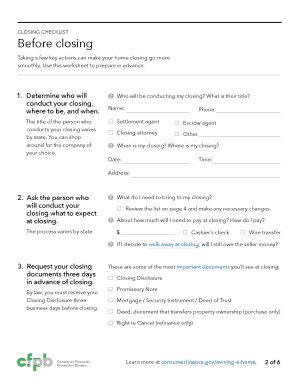 Home Closing Checklist