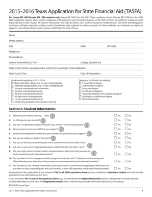 Texas Application for State Financial Aid (TASFA)