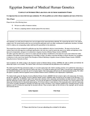 Conflict of Interest Declaration and Author Agreement Form